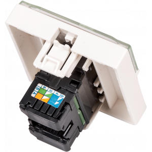 45x45 Mosaic insert, RJ-45 UTP, category 6, with shutter and enlarged label field, white